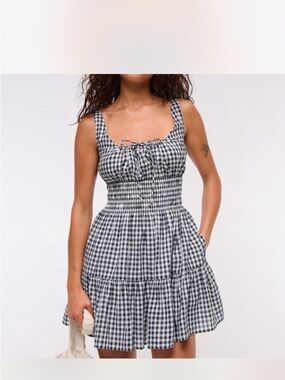 Abercrombie Black and White Gingham Smocked Sundress